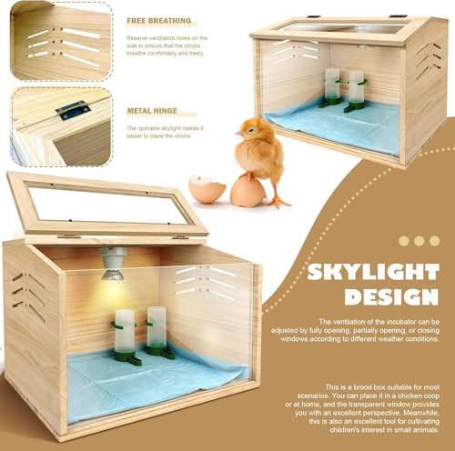 Chicken Brooder Box,Chick Brooder with Heat Lamp,16X12X12 in - Natural Wood, Acrylic & Tung Wood - Image 4