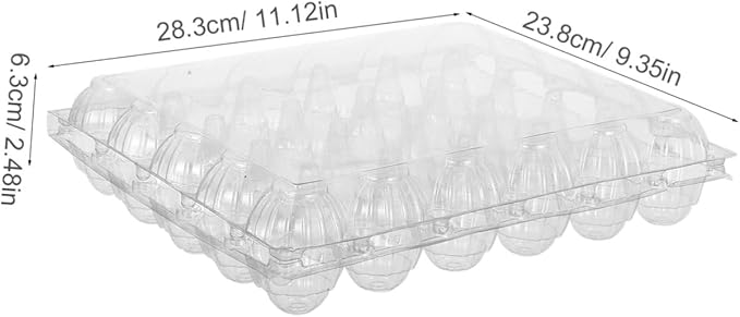 6pcs Clear Plastic Egg Cartons Capacity Bulk Storage Organizer Box with Lid Stackable Reusable Egg Holder for Refrigerator Farm Market Business Use