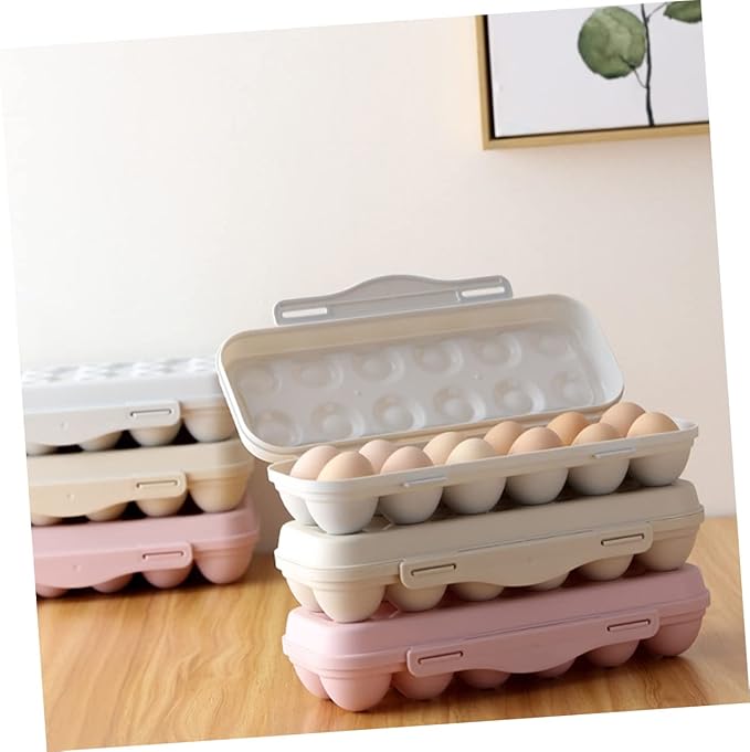 Egg Storage Container 2 Pack 12 Grids Egg Trays Fridge Pp Material Stacking Design (grey)