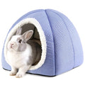 Rabbit Hideout Bed for Large Bunnies, Soft Plush Bunny House - Blue, Polyester by Tierecare