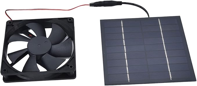 Hyuduo 10W Solar Panel, 10W Dual Fans Net Outdoor Indoor Solar Panel with Powered Exhaust Fan Kit Ventilation, for Chicken Coops Supplies Greenhouses