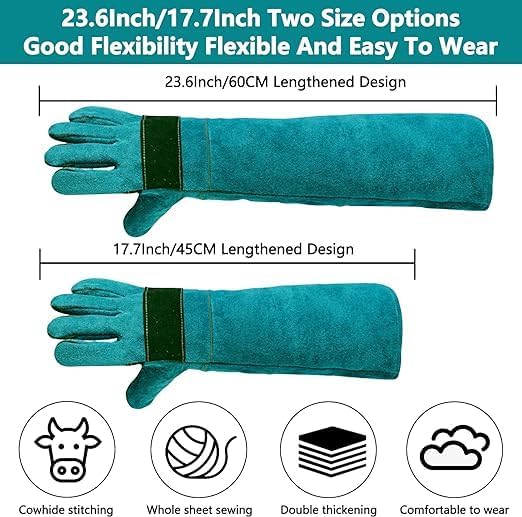 Animal Handing Gloves Bite Proof,Leather Welding Gloves,Multipurpose Puncture Proof Glove for Dog,Cat,Reptile,Snake