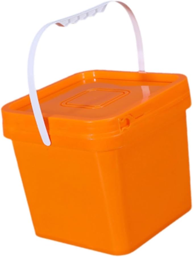 Square Bucket All Purpose Pail Large Capacity Food Storage Container with Handle and Lid for Home Improvement Outdoor Picnics, 5L 20x20x18.6cm