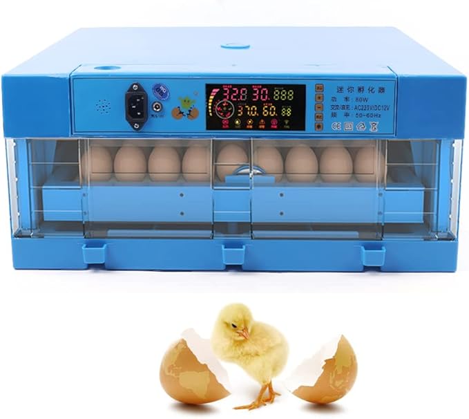 Egg Hatching Incubator 64 Eggs Automatic Egg Incubator Fully Automatic Digital Poultry Brooding Machine, Temperature Humidity Control & Automatic Egg Turner, for Chicken, Ducks, Birds & More