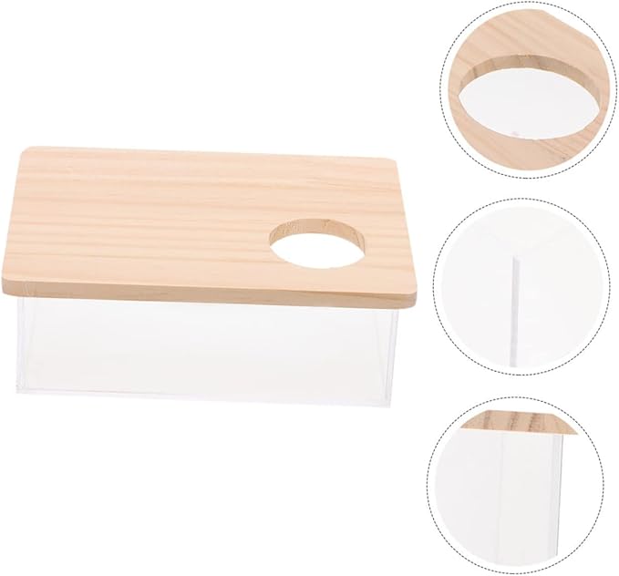Hamster Bath Box Pet Bath Container for Chinchilla Guinea Pig Gerbils Bathing Tray Lid