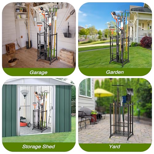 Garden Tool Organizer, Garage Tool Organizer & Garage Organization - Black, Alloy Steel, Brooms Tools - Image 5