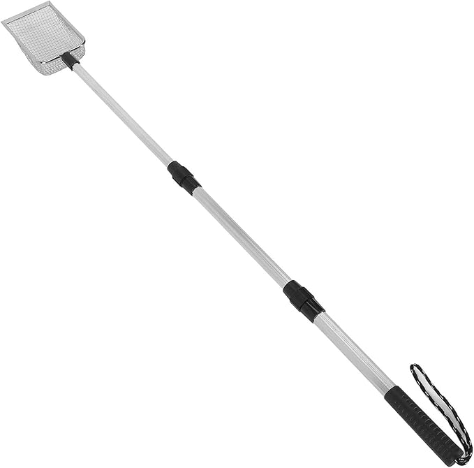 Diydeg Chicken Poop Scooper, Adjustable Stainless Steel Detachable Metal Litter Scoop Sifting Shovel for Cleaning Chicken Coop, Non Stick Poultry Waste Sifter Shovel with Long Handle (B
