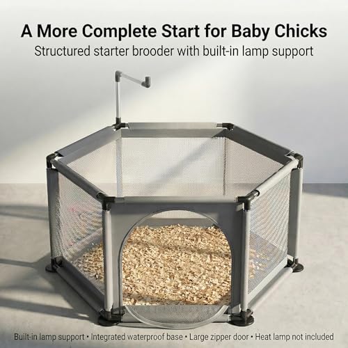 Chicken Brooder for Chicks, Indoor Hexagon Brooder Pen with Integrated Waterproof Base - Grey, Aluminum & Plastic & Polyester - Image 2