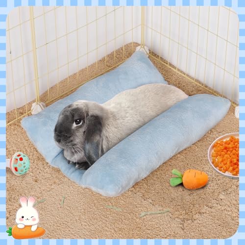 MEWTOGO 15.7" x 14" Bunny Bed for Rabbit Cage - 15.7 x 14In, Light Blue, Cotton, Thickened & Soft - Image 3