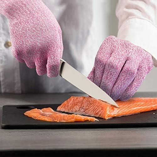 Evridwear Cut Resistant Gloves Food Grade Level 5 Kitchen Safety Protection (Medium, Pink+Green)
