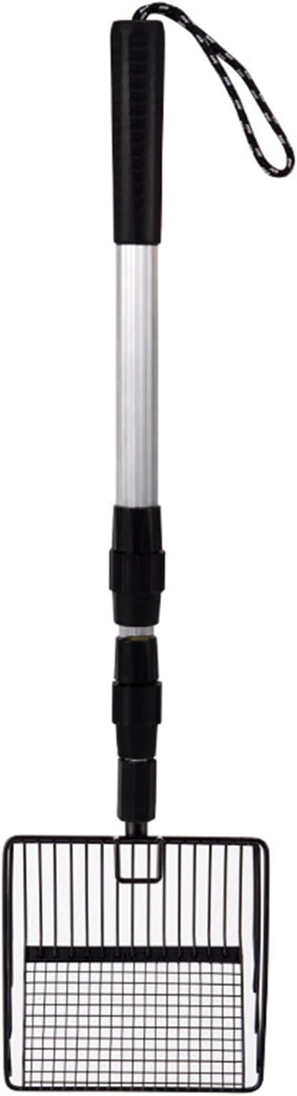 MOTUZP Chicken Poop Scooper Chicken Coop Rake Large Metal Chicken Coop Cleaning Tools 3-in-1 Stretchable Chicken Poop Scooper (22 to 42 in) for Chicken Coop Cleaning Supplies (Black)