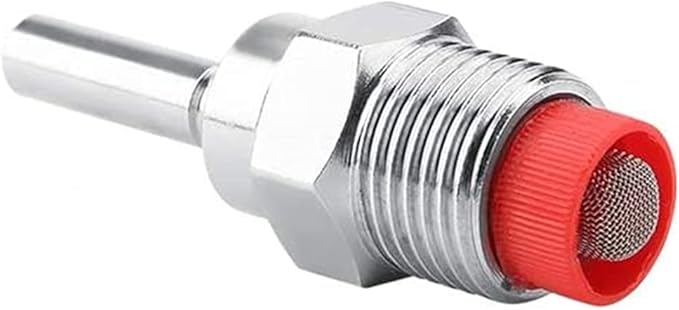 Pig Nipple Drinker Waterer Thread Stainless Steel Pig Waterer Nipple Fountains Drinkers with Red Cap Long Rod for Sows Piglets Drinking Wat 5 pcs