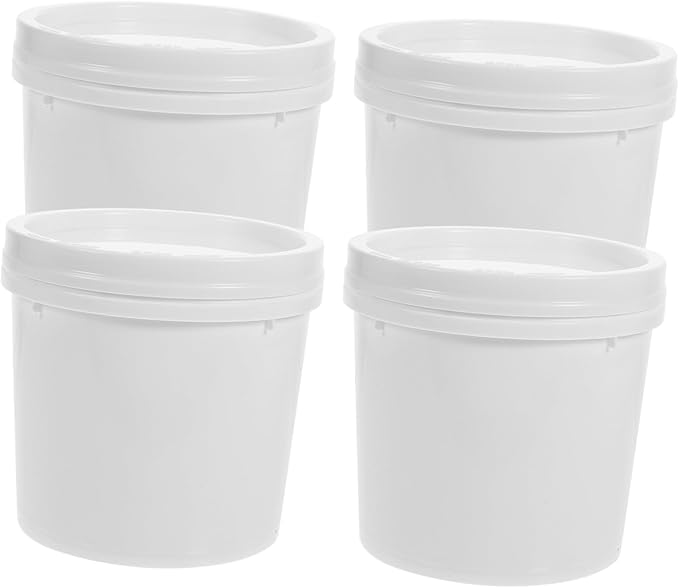 VOSAREA 4Pcs Food Grade Water Bucket with Lid Portable Utility Container for Home Factory Farm Use and Leak Design