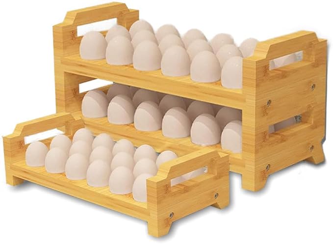 Wooden Egg Holder For Fresh Eggs, Stackable Egg Storage For Countertop, 18 * 2 Egg Rack For Counter, Display Stand For Henhouse