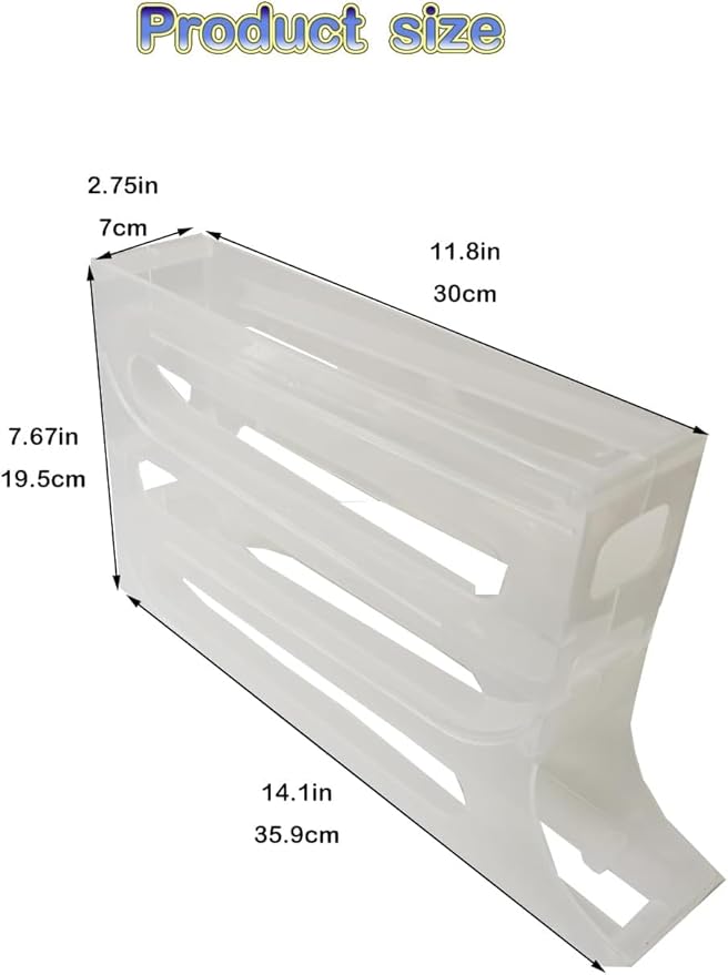 24 Eggs Egg Holder for Fridge,4 Tiers Egg Container,Auto-Rolling Organizer for Refrigerator,Space-Saving Egg Dispenser Holder,Fridge Egg Rack (White, 2pack)