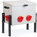 Metal Chicken Feeder with 4 Ports, 30 lbs Metal Poultry Feeder, Height Adjustable Weatherproof Feeding Box for Chickens, Geese, Ducks, Turkeys, Quails (30lbs-4 Ports)