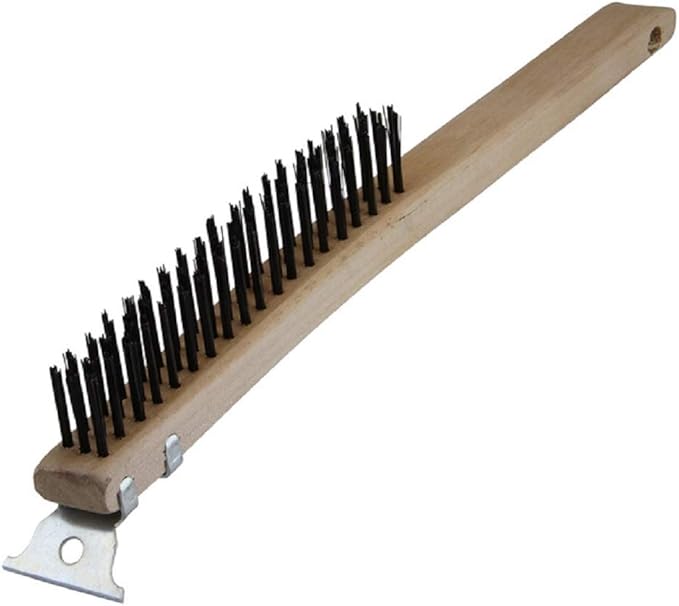Warner 13-5/8" 3x19 Row, Wood Handle Wire Brush w/Scraper, 11081