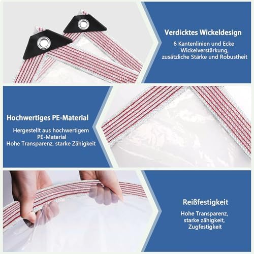 Clear Tarp Waterproof with Grommets 8x12ft,Transparent Tarpaulin Large (Small),Heavy Duty PVC Vinyl Tarps Cover for Outdoor/Camping/Plant/Garden/Chicken Coop