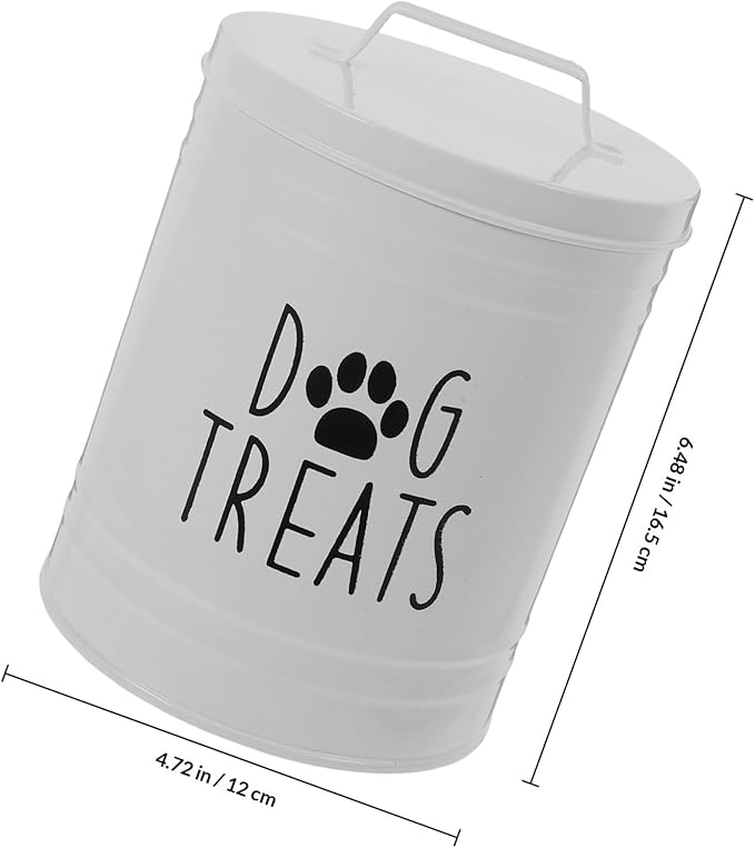 Airtight Metal Dog Food Storage Bin with Lid White Farmhouse Dog Treat Container for Countertop Pet Food Canister