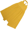 Ciieeo Cotton Linen Tall Waist Apron and Oilproof Kitchen Apron for Cooking and Gardening Stylish Yellow Design for Home and Flower Shop Use