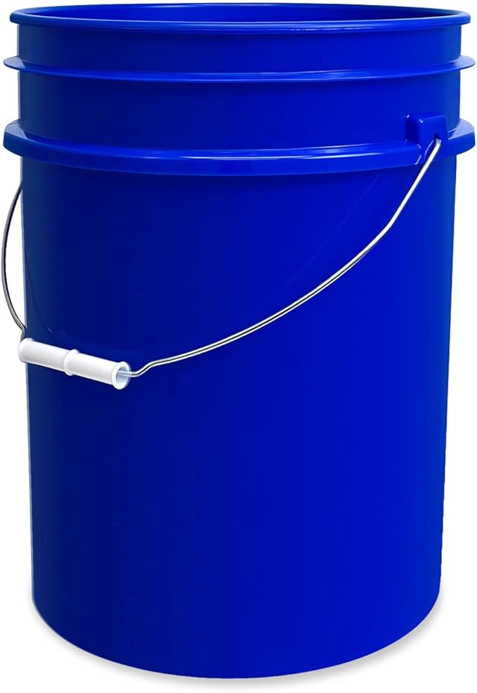 5 Gallon Bucket Only, Made in USA, Food Grade, Durable 90 Mil All Purpose Pail, Contains No BPA Plastic, Premium HPDE, Lids Not Included (Blue, 12)