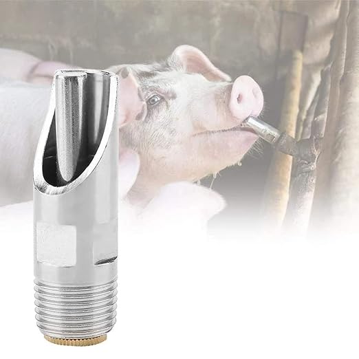 12 Pieces Pig Nozzle Nipple Drinker Stainless Steel 1/2" NPT Water Feeder for Sows Piglets