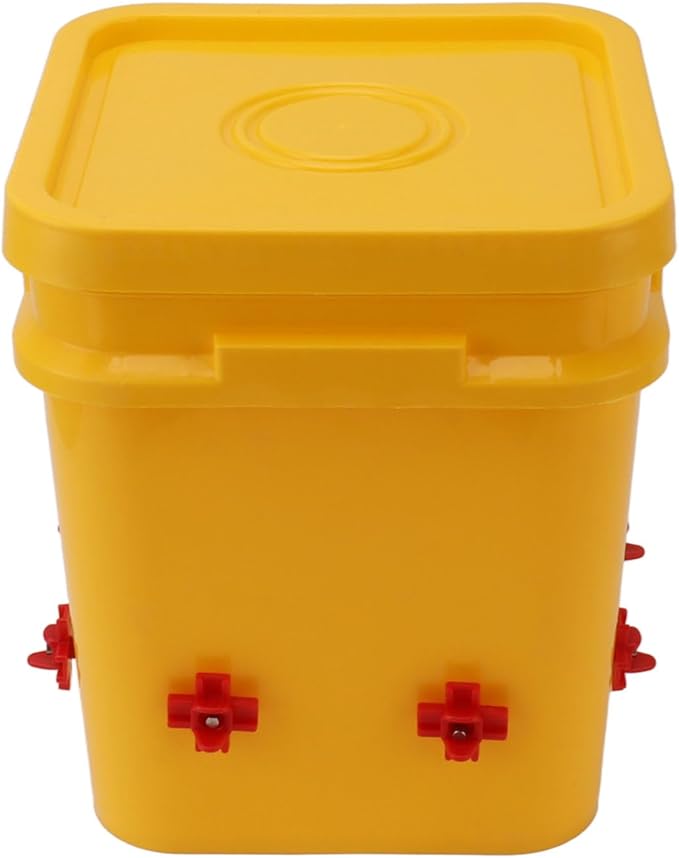 GLOGLOW Automatic Chicken Waterer Bowl, Durable Plastic with Gravity System, 12L Drinker for Chickens, Ducks and Other Poultry (Bucket + Four Corner Drinker + Black Screws)