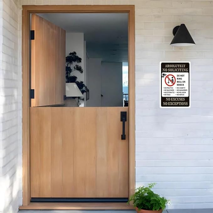 No Soliciting Sign for House Metal Signs- No Soliciting Yard Sign 8x12 Inch