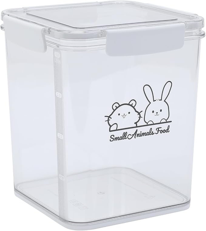 Small Animal Food Storage Box,Airtight Pet Food Storage Containers with Scoop,4L Guinea Pig Food Container Storage Keep Fresh,Animal Food Containers for Hamster/Rabbit Dry Food Containers(Clear)