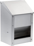 Wall Mounted Chicken Feeder Hanging Automatic Poultry Feeder with Lid Weatherproof Galvanized Steel Poultry Feeders Trough(10LB Capacity)