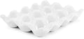 Flexzion Egg Ceramic & Porcelain Egg Holder, 12-Piece Non-Slip Tray Storage Box, White