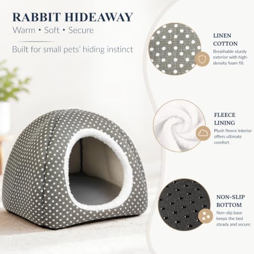 Rabbit Hideout Large Bunny Bed Washable Rabbit House - Grey, Foam - Image 4