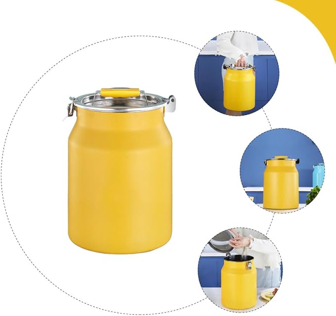 KICHOUSE Stainless Steel Rice Storage Bucket 10l Sealed Household Food Container Airtight Kitchen Cereal Grain Storage Bin for Pantry Organization