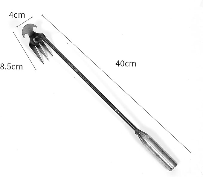 Weed Puller Tool, Weeding Artifact Uprooting Weeding Tool, Garden Weeder Tool 4 Teeth Manganese Steel Forged, Weed Master Weeding Tool, Weed Removal Tool for Vegetable Backyard Farm (Silver-40cm)