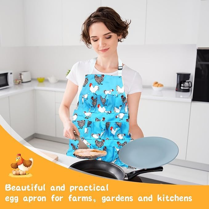 2 Pcs Egg Collecting Apron Chicken Gathering Basket with 7 Pouches Fresh Egg Holding Apron with 11 Pockets EW03