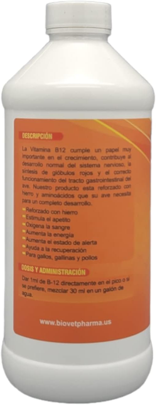 NUTRILINE B-12 for Poultry - Multivitamin Booster for Rooster, Hens, Chicken, Vitamin Recovery Liquid 16 onzas