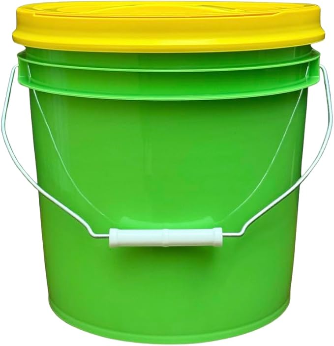 House Naturals 2 Gallon Food Grade - BPA Free Made in USA Buckets Lime Color pails with Screw On Gasket Lids (3, Lime - Yellow lids)
