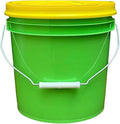 House Naturals 2 Gallon Food Grade - BPA Free Made in USA Buckets Lime Color pails with Screw On Gasket Lids (1, Lime - Yellow lids)