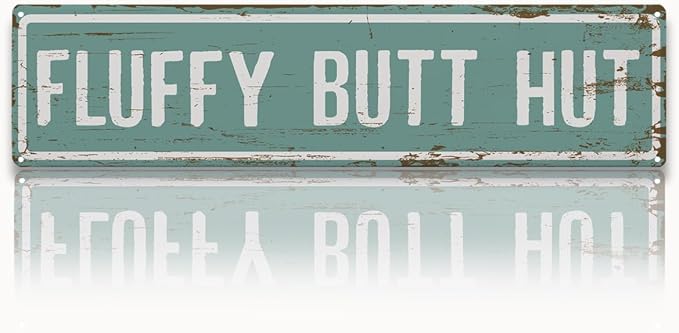 Rustic Farmhouse Style Chicken Coop Sign, Metal Outdoor Chicken House Signs, Fluffy butt hut Signs, Retro Metal Tin Sign, Farmhouse Decor, Backyard Hen House Gift 15.8x4 Inch