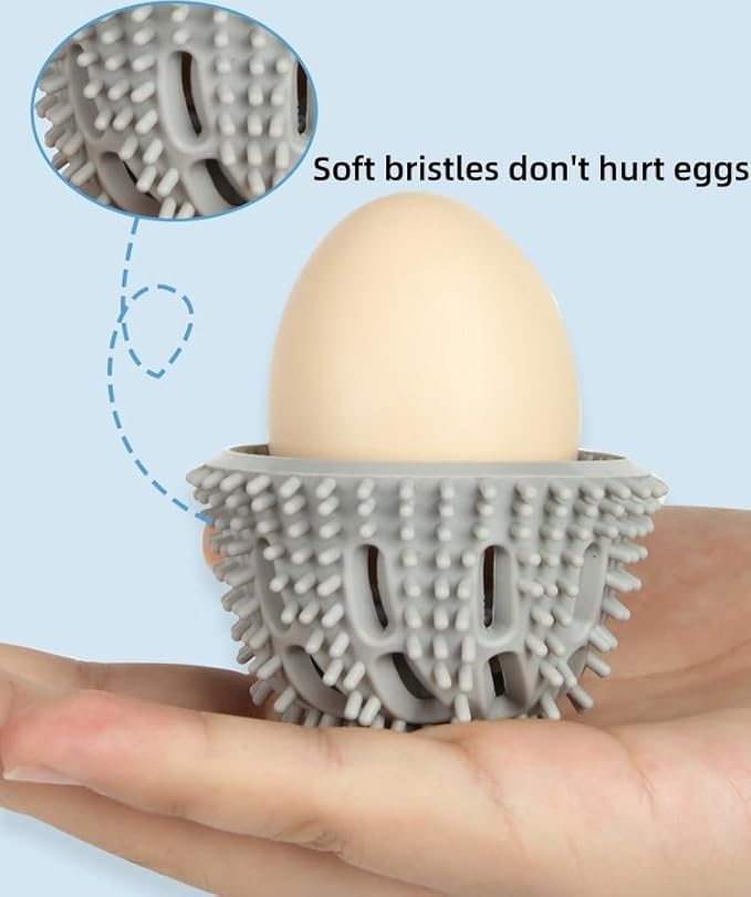 Silicone Egg Wash and Brush, Egg Wash and Brush, Egg and Duck Egg Cleaning Brush, for Removing Dirt and Debris from Eggshells, Suitable for Homes, Restaurants and Farms Egg Collector(Gray)