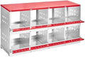 Metal Chicken Nesting Boxes - 8 Hole Wall-Mountable Laying Boxes with Roll-Away Egg Collection, Weatherproof Galvanized Steel, for Chicken Coop, Red