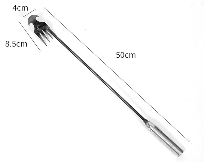 Weed Puller Tool, Weeding Artifact Uprooting Weeding Tool, Garden Weeder Tool 4 Teeth Manganese Steel Forged, Weed Master Weeding Tool, Weed Removal Tool for Vegetable Backyard Farm (Silver-50cm)