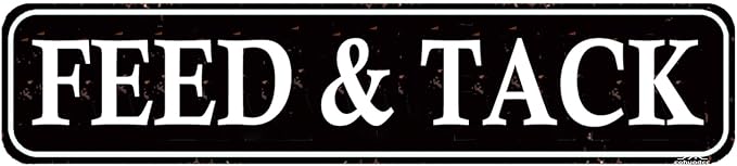 Feed & Tack Vintage Metal Sign - Rustic Farm & Stable Decor, 16" x 4"