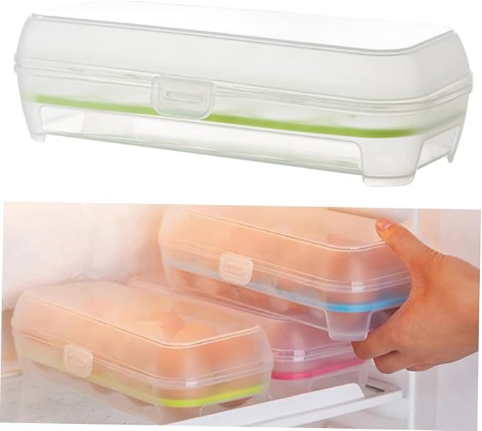 ARTIBETTER 2pcs Egg Holder Storage Rack Plastic Tray Eggs Storage Container Kitchen Organizers Random Color