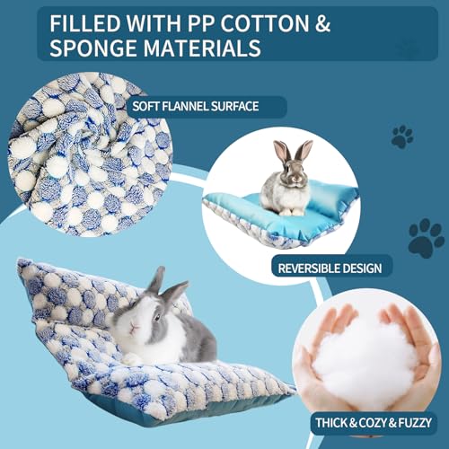 17x15in Waterproof & Reversible Rabbit Bed, Thickend and Softer Bunny Bed - 17x15 inches, Blue, Fleece - Image 6