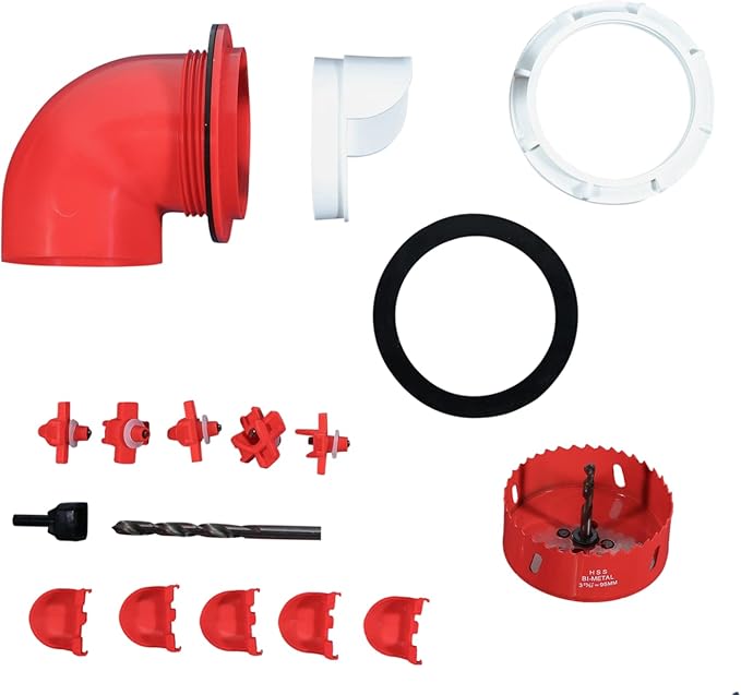 RentACoop DIY Large 4-Port Chicken Feeder Kit with Hole Saw - Includes Ports, Rain Hoods, Hole Saw, and Hardware - Suitable for Bantam Chickens, Turkeys, Ducks, Roosters, and Other Poultry