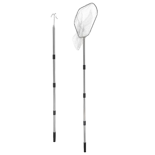 SUPVOX Retractable Chicken Catcher Set with Stainless Steel Handle, Steel Mesh Poultry Net and Hook for Outdoor Farm Animal Catching, Adjustable Tool for Chickens Ducks and Geese