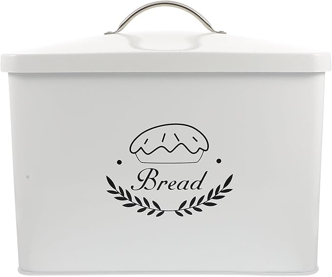 BESPORTBLE Metal Bread Box and Iron Grain Storage Container with Lid, Rectangular Kitchen Bread Holder for Freshness, Sturdy Metal Storage Bin for Bakery and Grain Organization