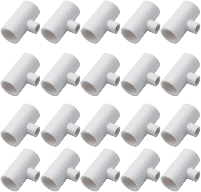 PVC Tee Fittings for Threaded Nipples Chicken Waterer- Reducing Tee Fittings for Schedule 40 PVC Piping with 1/8'' FPT Threads (20)