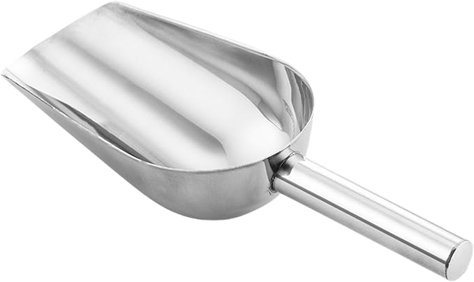 Metal Ice Scoop - Stainless Steel Tool Durable, Multipurpose Dry Bin Shovel, Candy Serving Utensil, Grain Storage Handler, Pet Food Ladle | Metal Ice Scoop for Bar Functions for Party Catering for